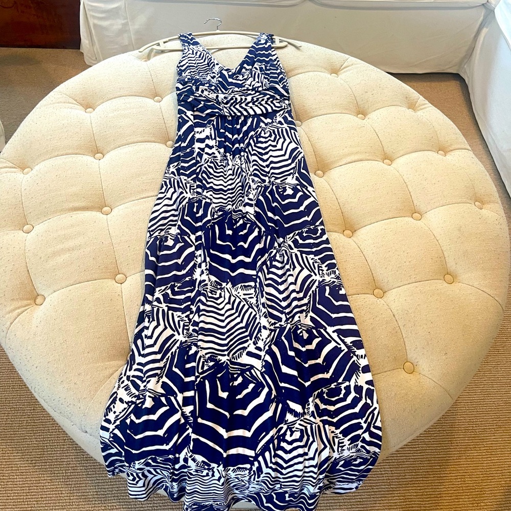 Lilly Pulitzer navy and white maxi dress